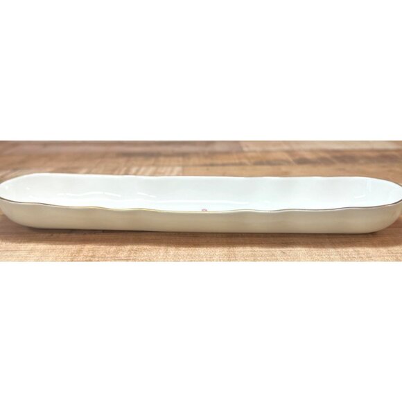 Vintage Aristocrat Bone China Floral Tray With Gold Trim Handmade In England - Picture 4 of 5